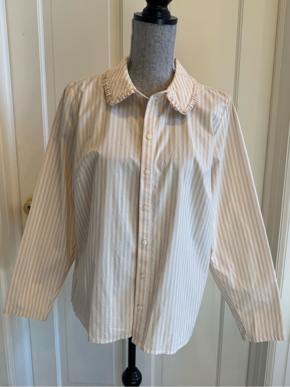 Candace Cameron Bure Ruffle Collar Long Sleeve Shirt